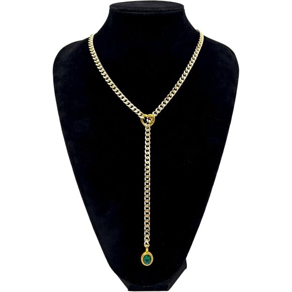 Gold Heart Chain Necklace Women Cuban Crystal Adjustable 25 in - Picture 2 of 6